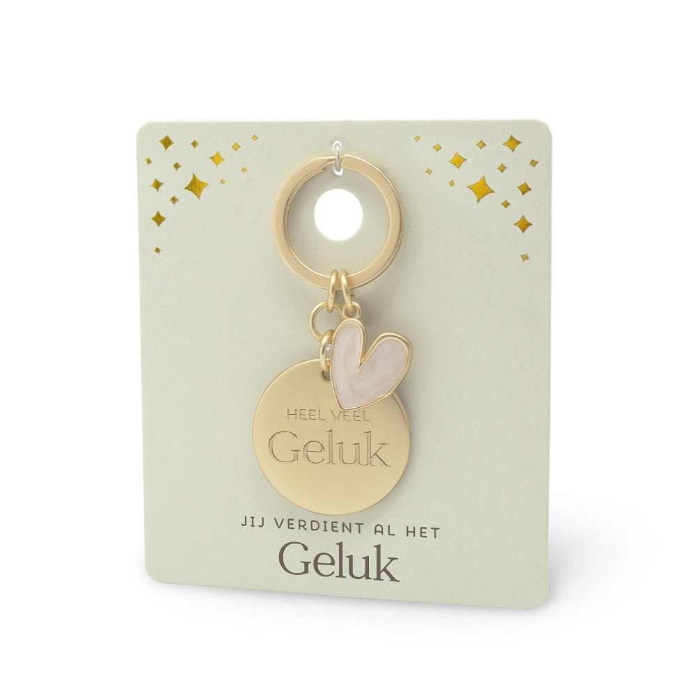 Heel Veel Geluk Sleutelhanger – Met Gemarmerd Epoxy Hart