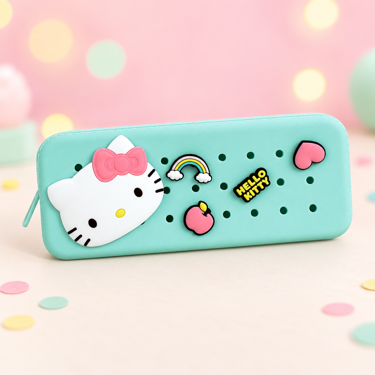 Hello Kitty Siliconen Pennenzak met Verplaatsbare Pins β Mintgroen