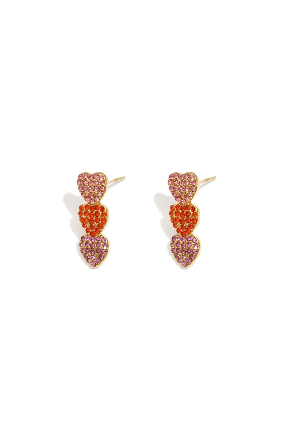 π Triple Heart Oorbellen β Pink & Orange