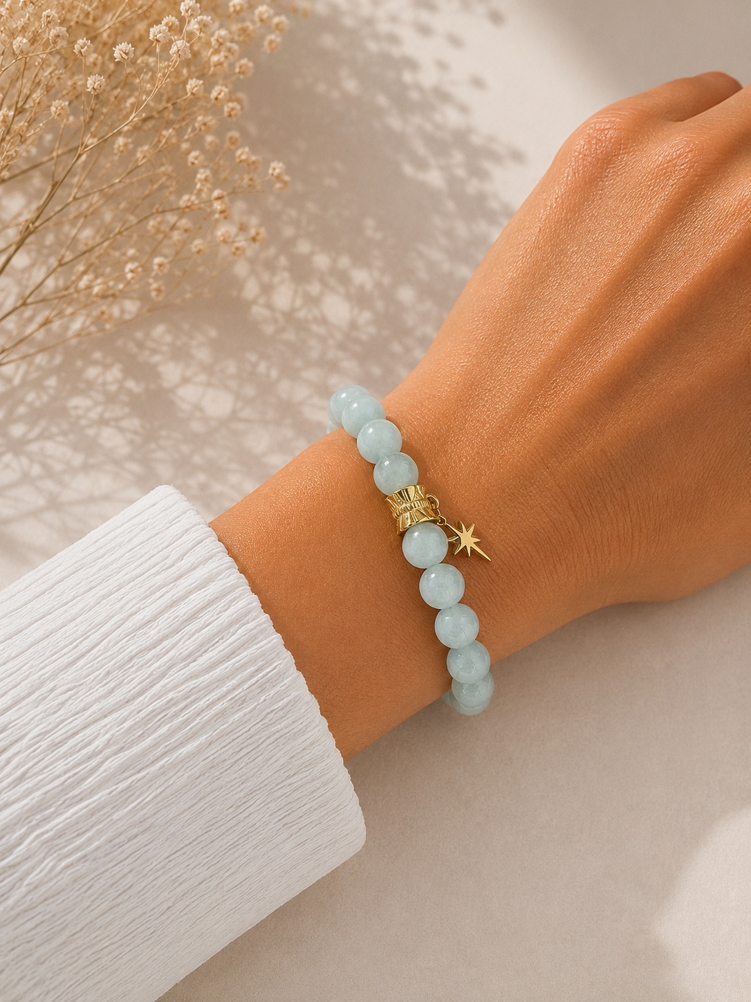 Aquamarijn Armband met Sterbedel πβ