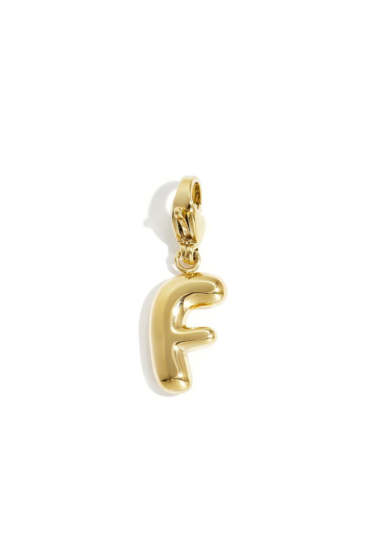 Bubble Letter Bedel F – Goudkleurig RVS