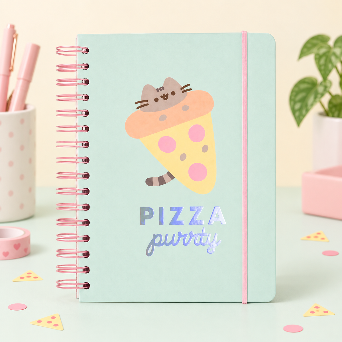 Pusheen Pizza Purrty A5 Spiral Notebook