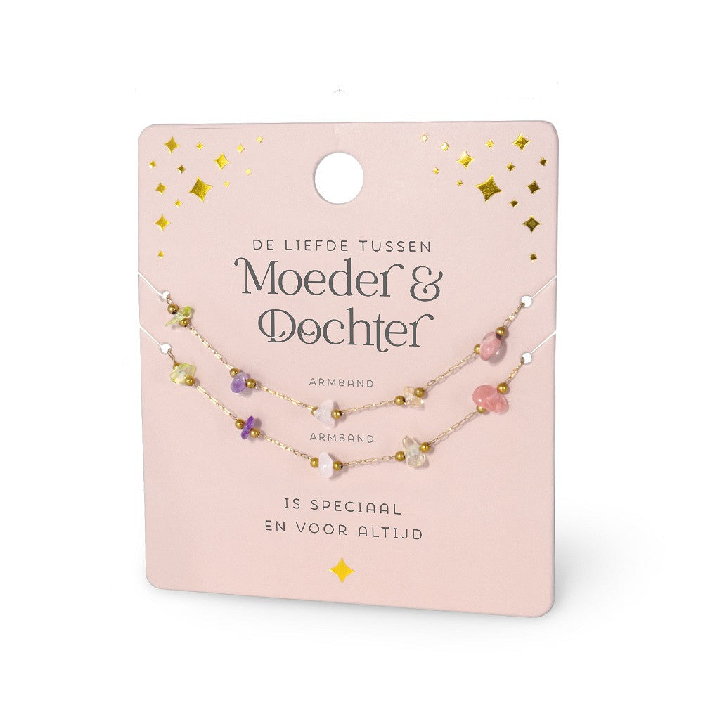 Moeder & Dochter Edelsteentjes – Armband Set