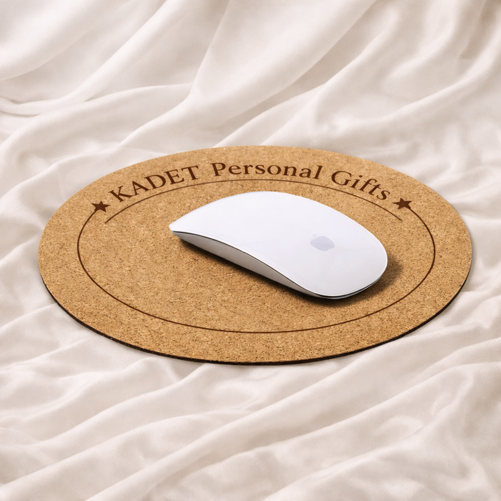 Ronde kurken muismat – gepersonaliseerd