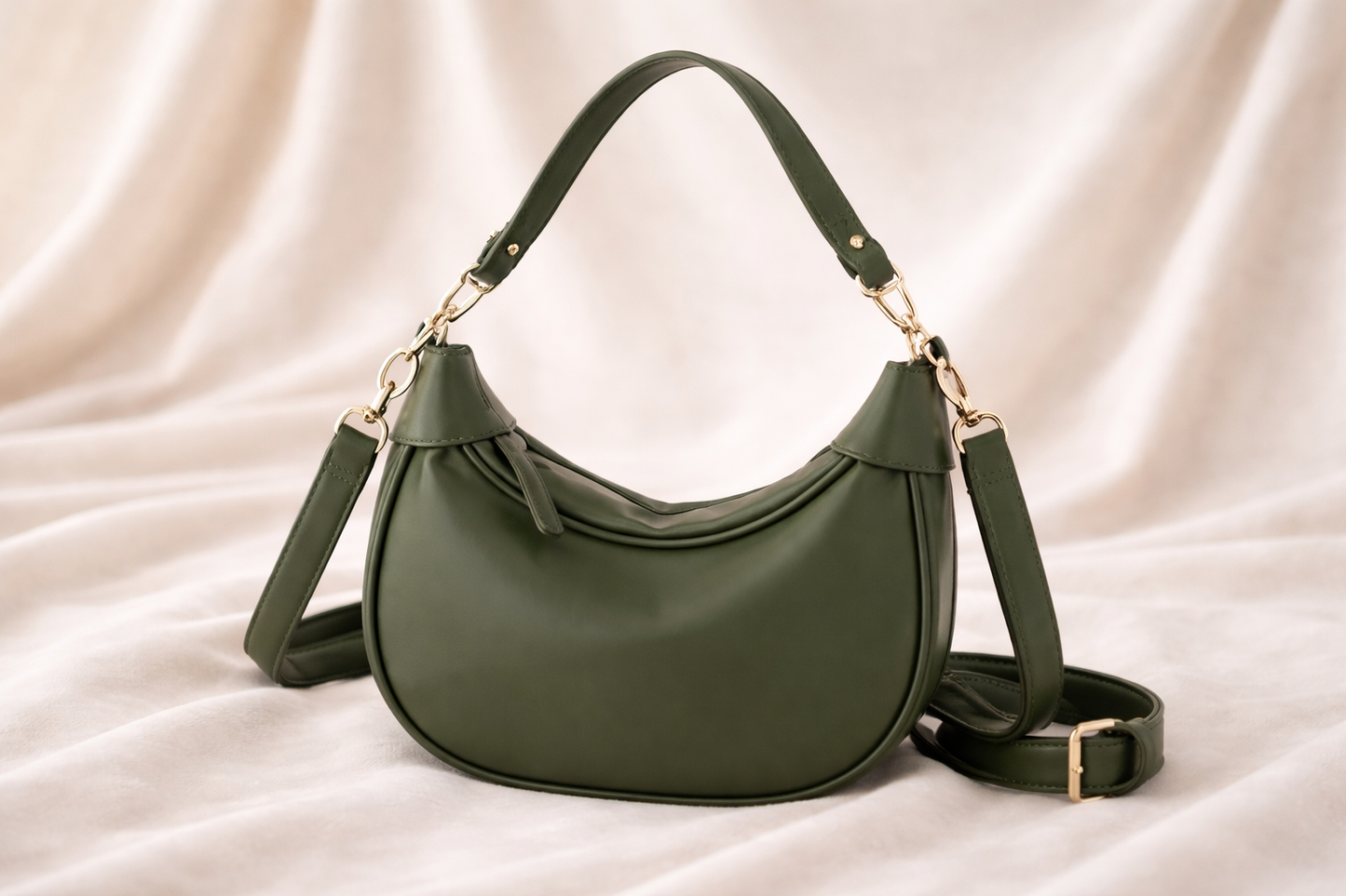 Groene schoudertas met dubbele strap