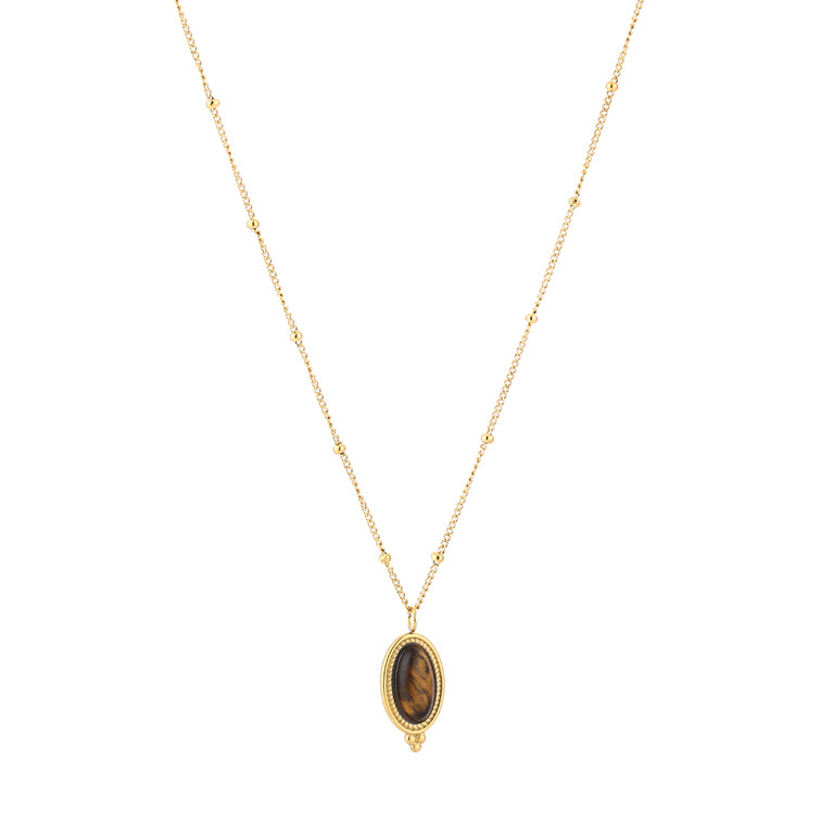 Fijne ketting met ovale hanger – goudkleurig