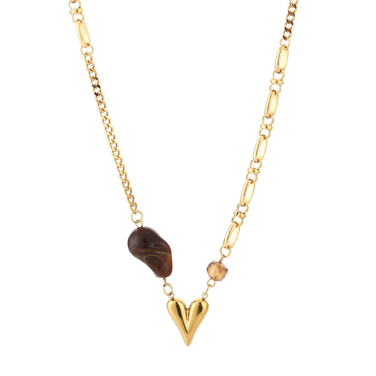 Asymmetrische ketting met hartje – goudkleurig