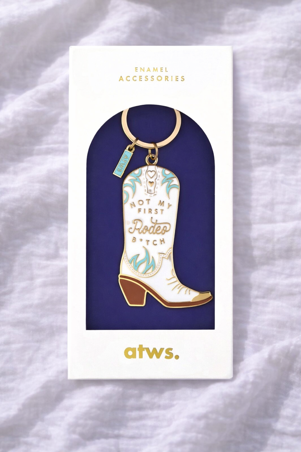 Not My First Rodeo Keychain – Cowboy Boot Design Sleutelhanger