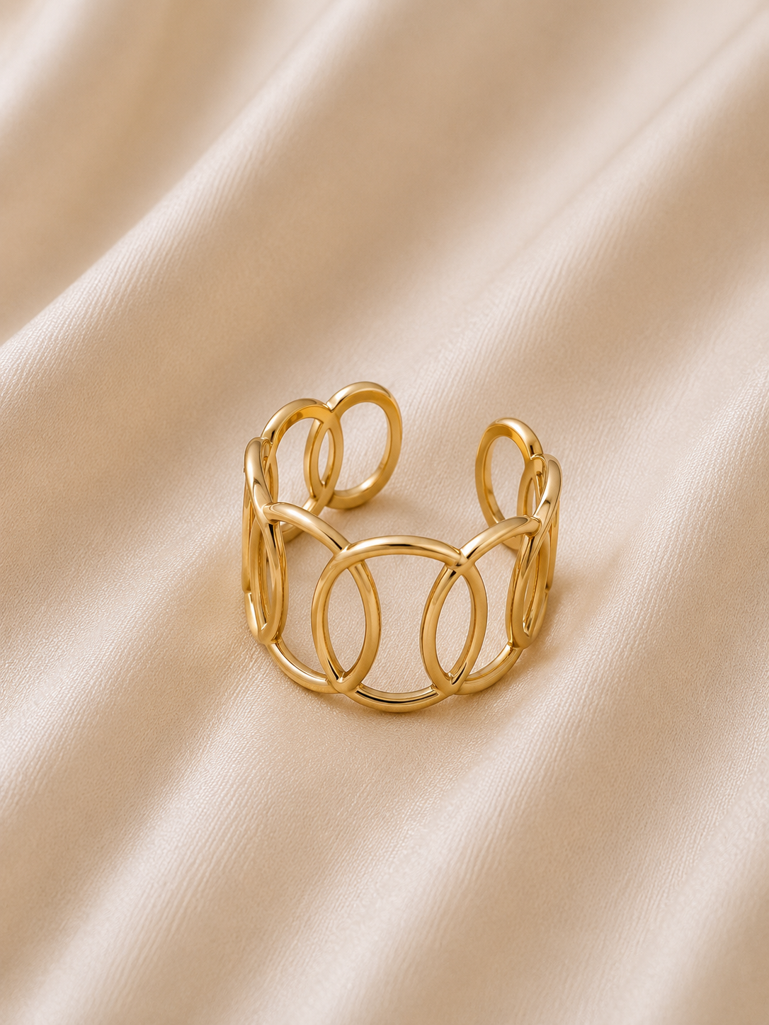 RVS Opengewerkte Ring – Goudkleurig