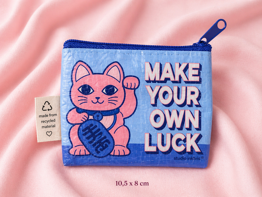 Mini Portemonnee “Make Your Own Luck” 🐱✨