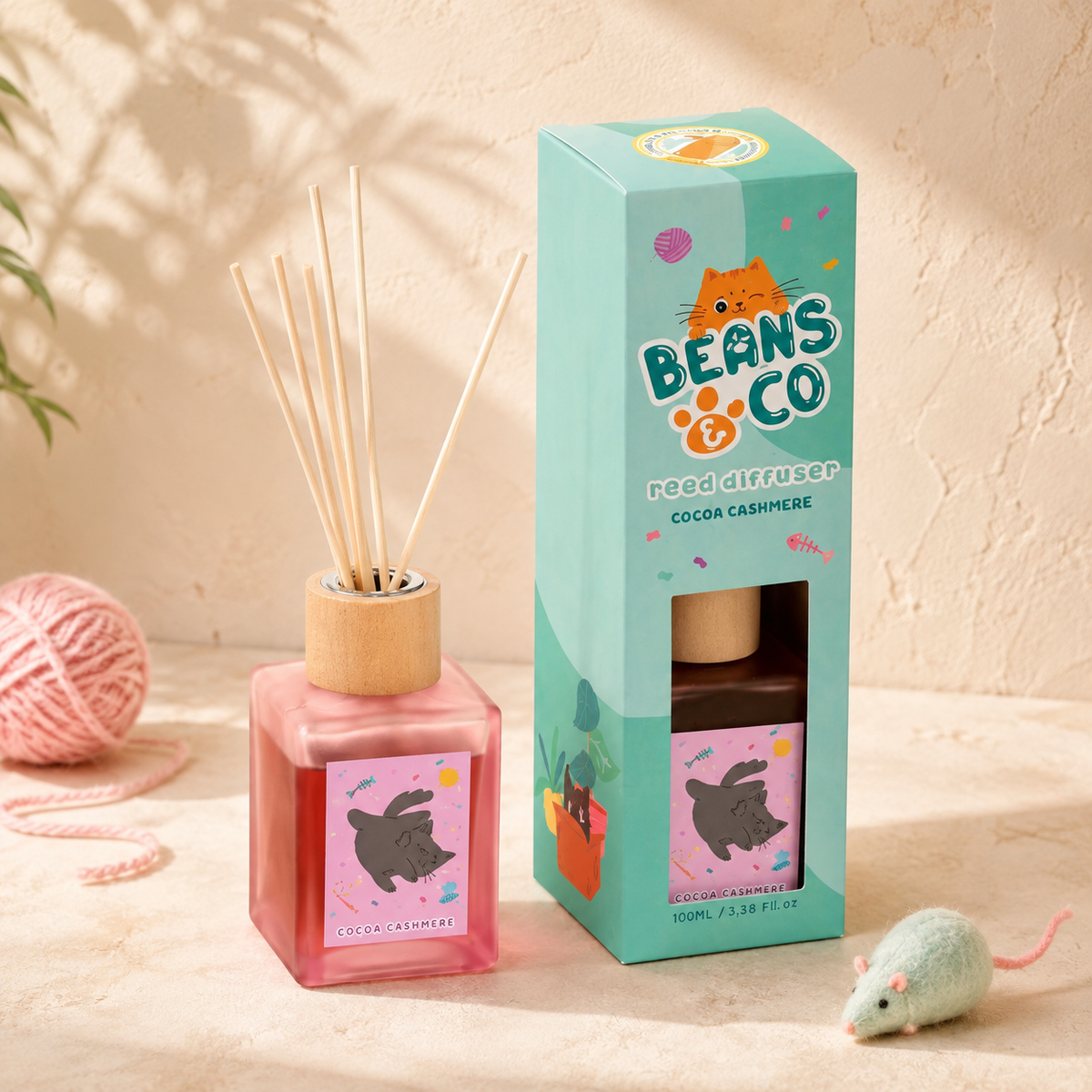 Beans & Co Katten Cacao & Kasjmier – Geurstokjes 100ml