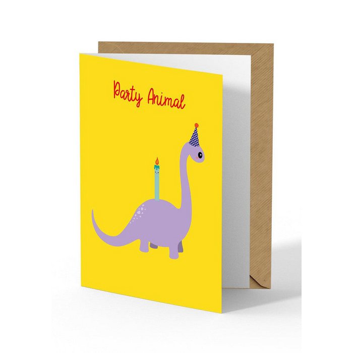 Wenskaart – Party Animal Dinosaurus