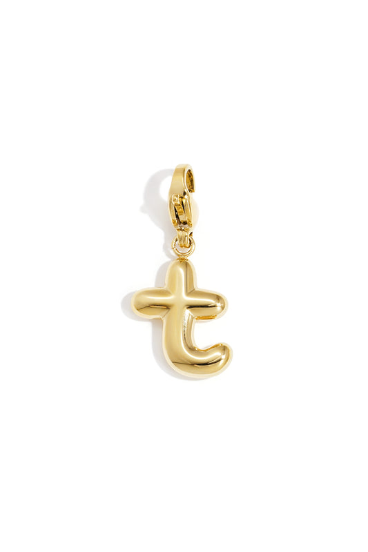 Bubble Letter Bedel T – Goudkleurig RVS