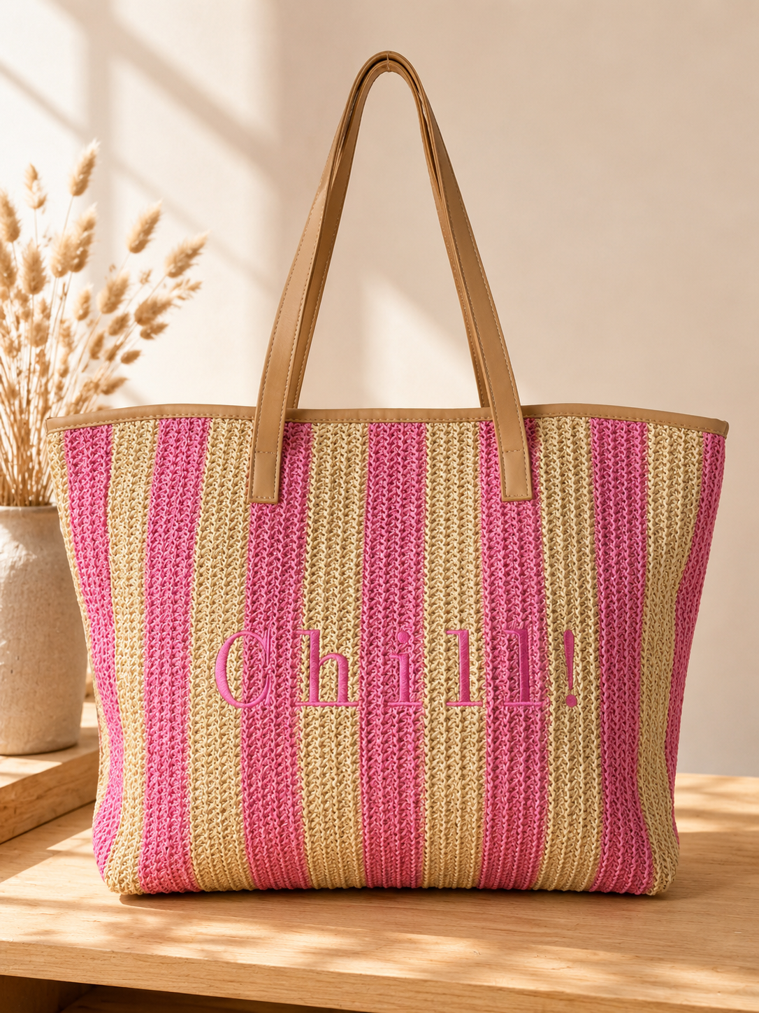 Chill! Straw Stripe Shopper