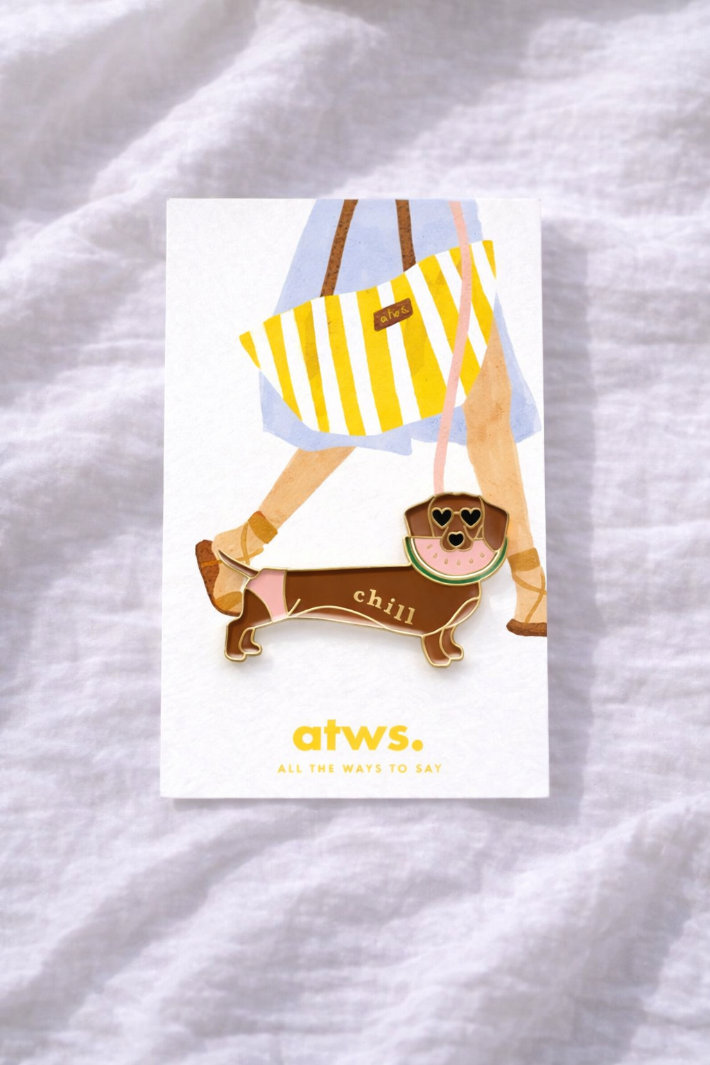 Chill Dachshund Pin + Kaartje