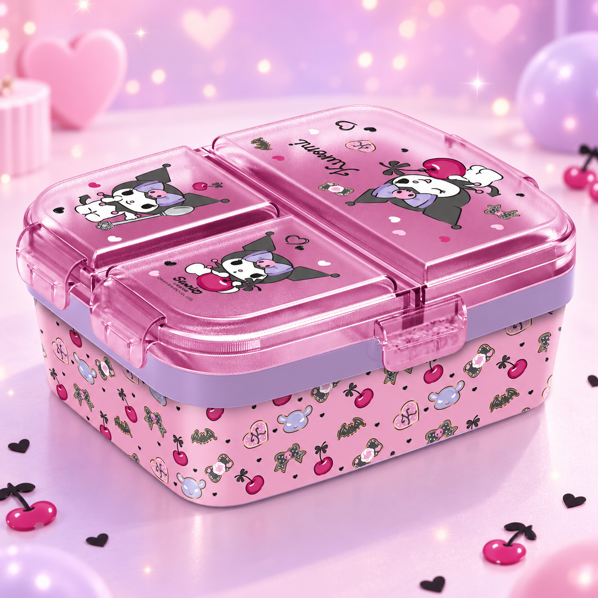 Kuromi Lunchbox met 3 Vakken – 2250 ml