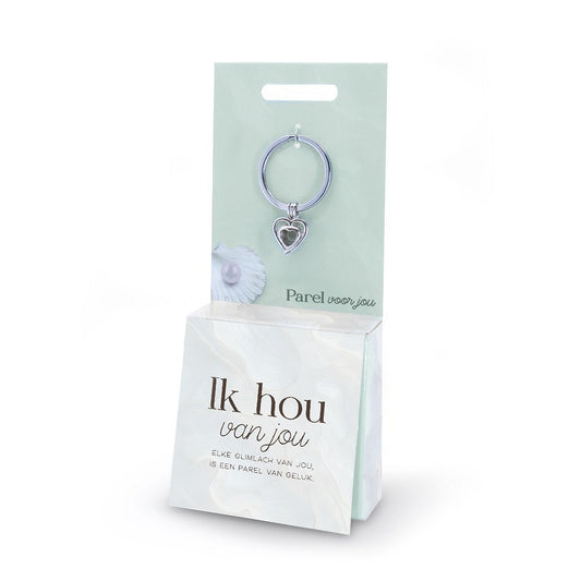 Parel Sleutelhanger “Ik hou van jou” – Met Échte Oester