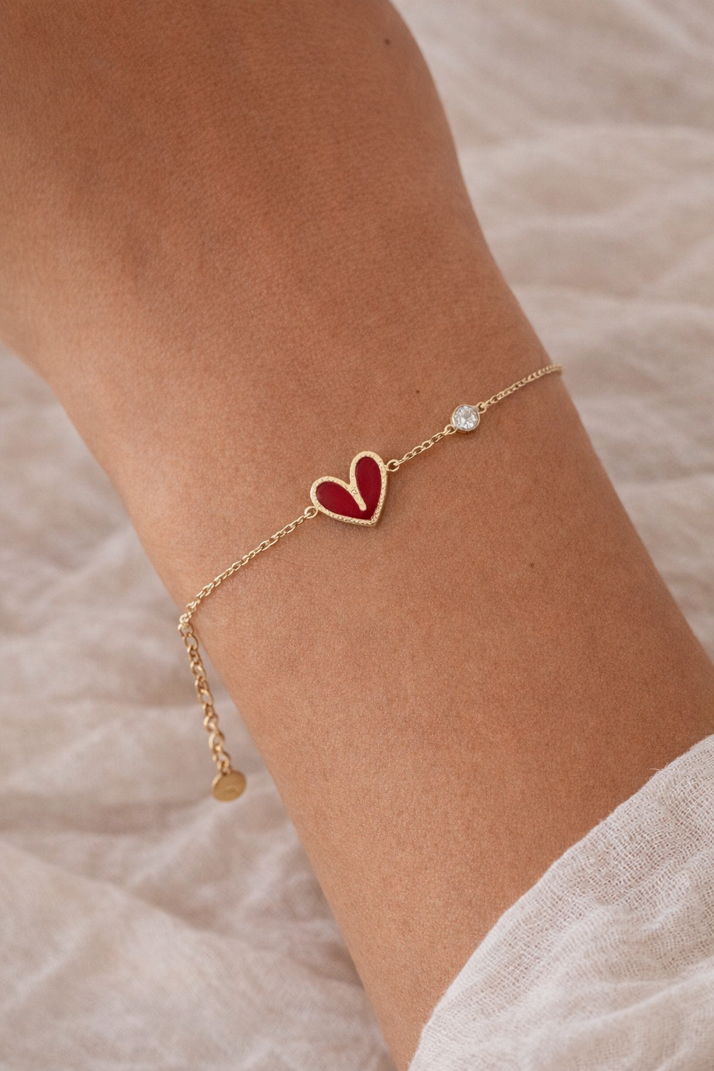 RVS Armband met Rood Hartje