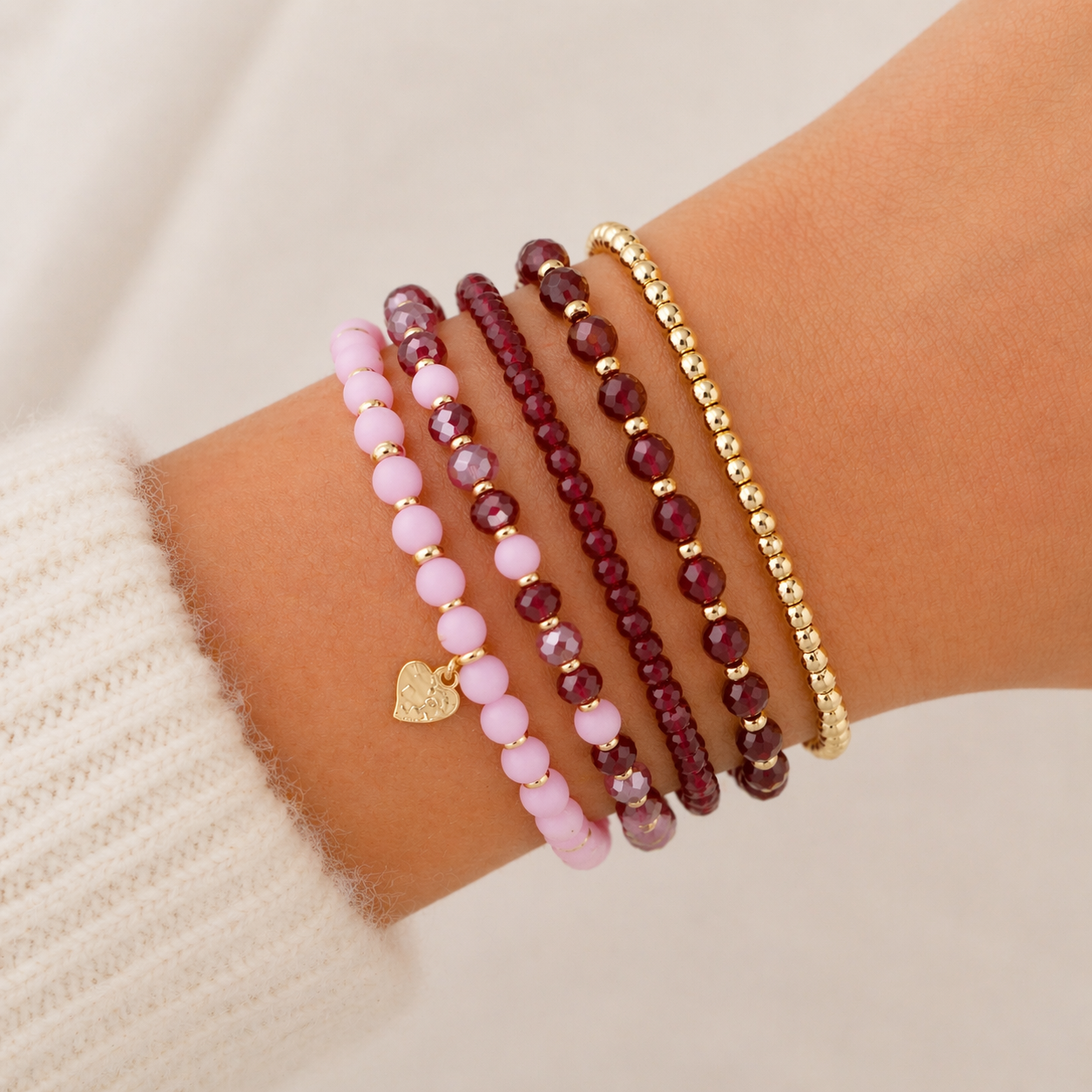 Armbandenset – Pink & Burgundy Mix