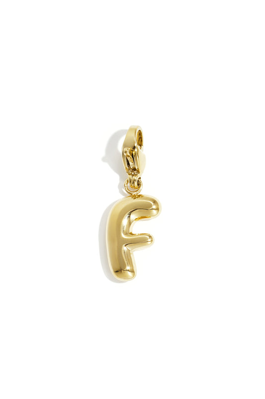 Bubble Letter Bedel F – Goudkleurig RVS
