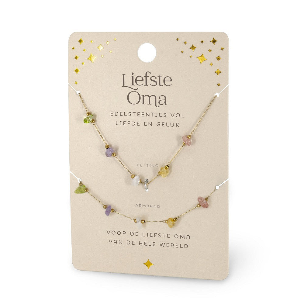 Liefste Oma Edelsteentjes – Ketting & Armband Set
