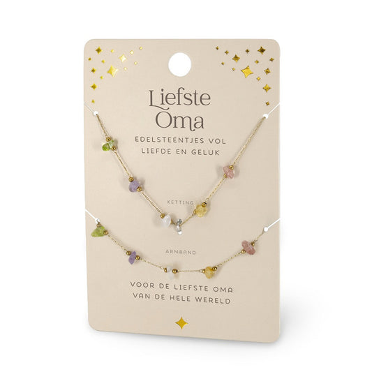 Liefste Oma Edelsteentjes – Ketting & Armband Set