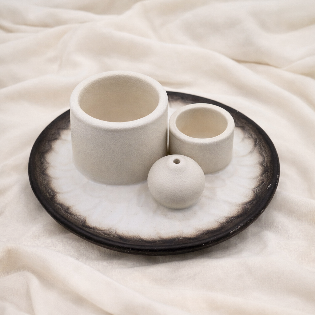 Crème Keramisch Smudge Schaaltje – Voor Salie, Palo Santo & Wierook