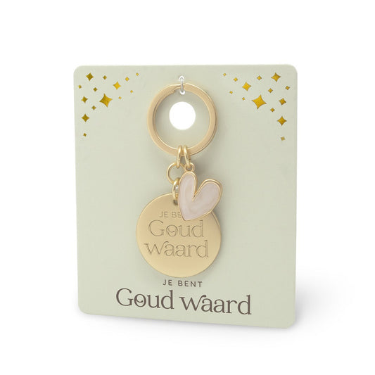 Goud Waard Sleutelhanger – Met Gemarmerd Epoxy Hart