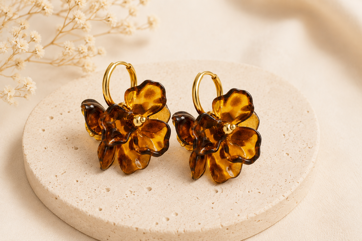 Amber Bloom Hoops 🌼🤎