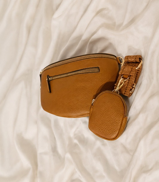 Crossbody Tas Cognac met Coin Pouch