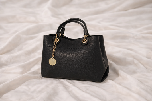 Luxe Zwarte Handtas met Lange Schouderriem