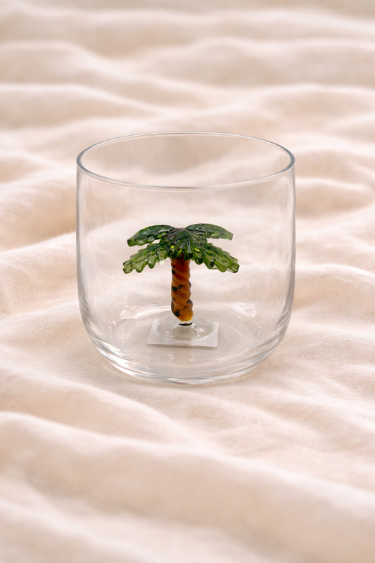 Luxe Glas met Palmboomdetail – Handgemaakt Design Glas