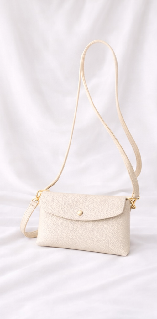 Crossbody Tasje Pebbled Leather – Zacht Goud