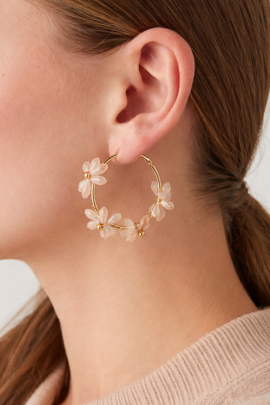 Blossom Hoop Oorbellen – Soft Nude