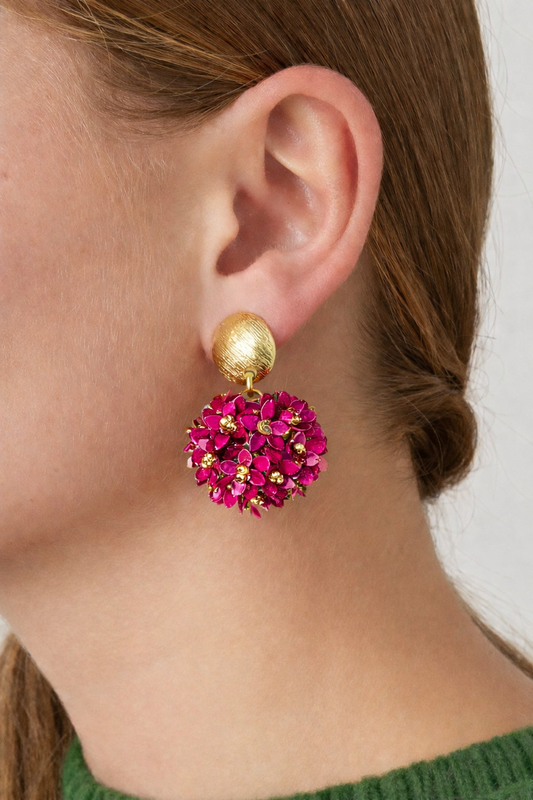 Pop of Colour Oorbellen – Fuchsia Bloom (RVS)