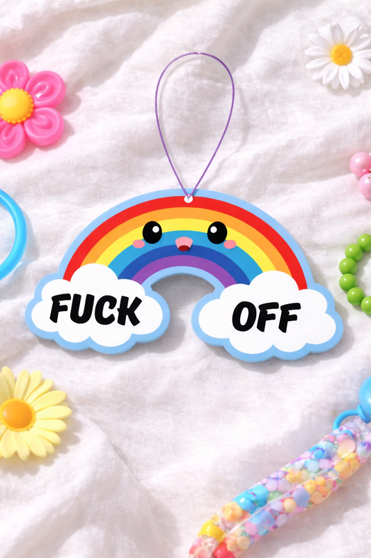 Regenboog Auto Luchtverfrisser – “Fuck Off” | Passievrucht