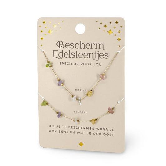 Bescherm Edelsteentjes – Ketting & Armband Set