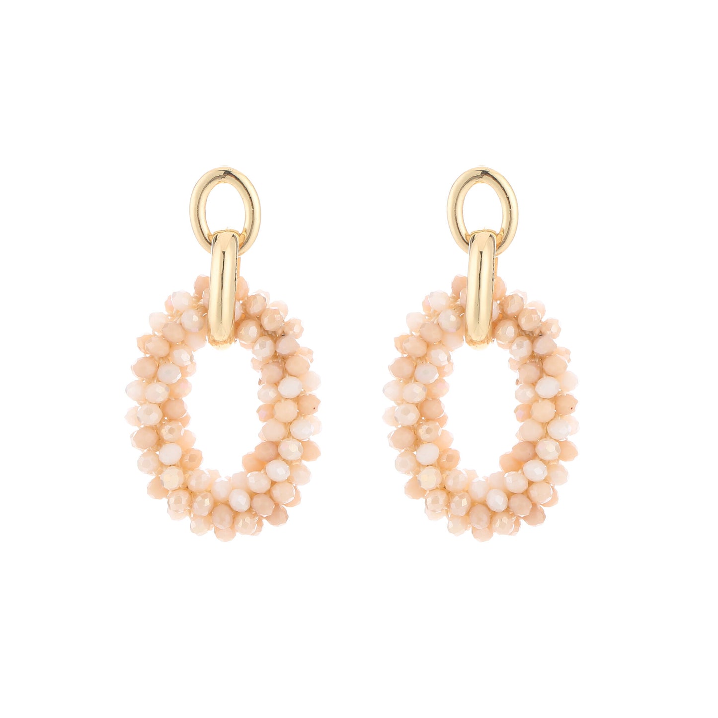 Gouden Oorbellen met Beige Kralen – Soft Elegance 🤍✨