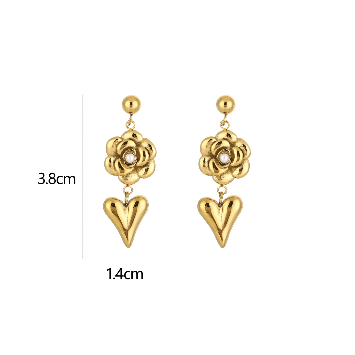 Gouden Flower Heart Statement Oorbellen