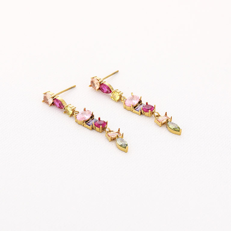 Golden Statement Earrings – Candy Gems 💕🌈