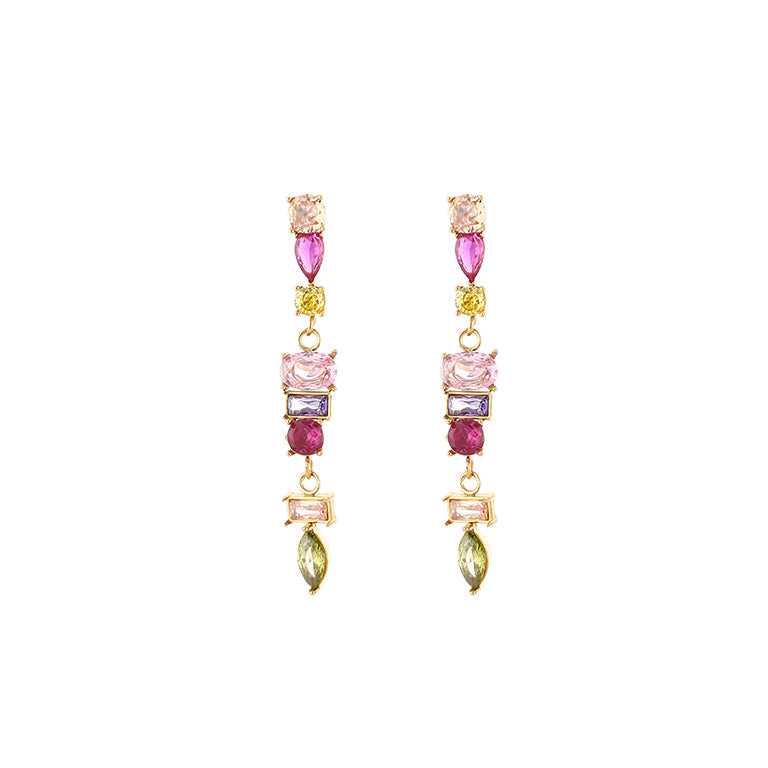 Golden Statement Earrings – Candy Gems 💕🌈