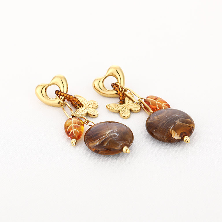 Golden Butterfly Amber Statement Oorbellen