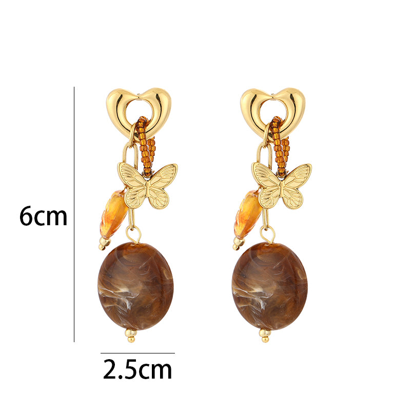 Golden Butterfly Amber Statement Oorbellen
