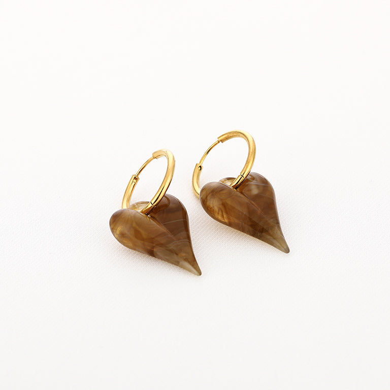 Golden Heart Hoops – Marble Love 🤎💫