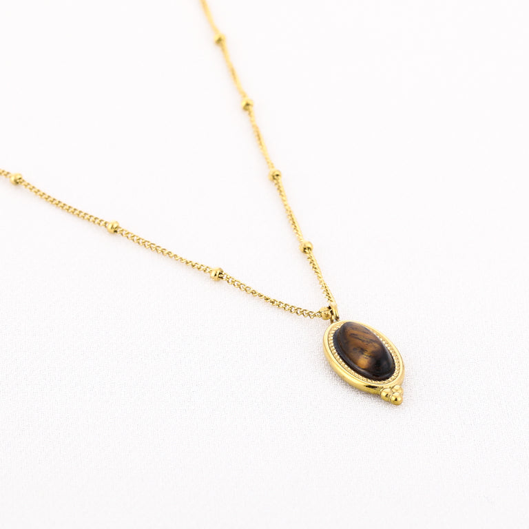Fijne ketting met ovale hanger – goudkleurig