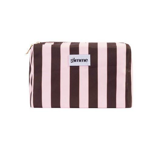 Striped Pouch – Soft Pink & Brown