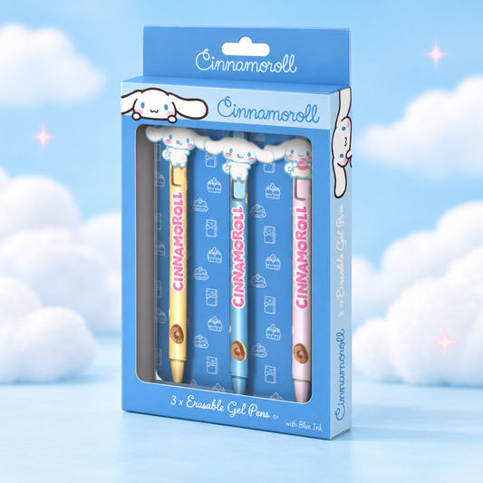 Cinnamoroll Set van 3 Uitwisbare Gelpennen – Blauwe Inkt