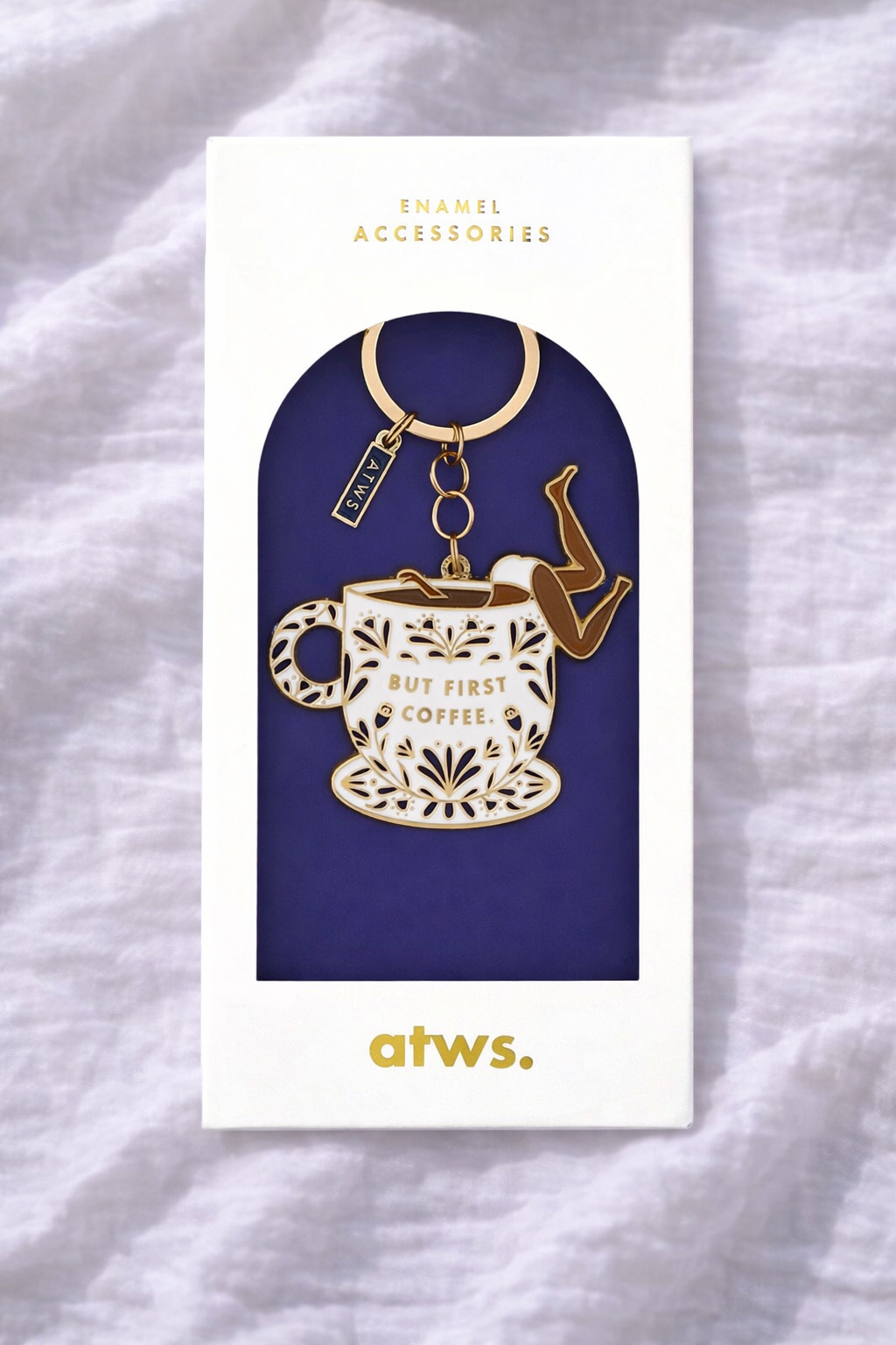 But First Coffee Keychain – Design Enamel Sleutelhanger