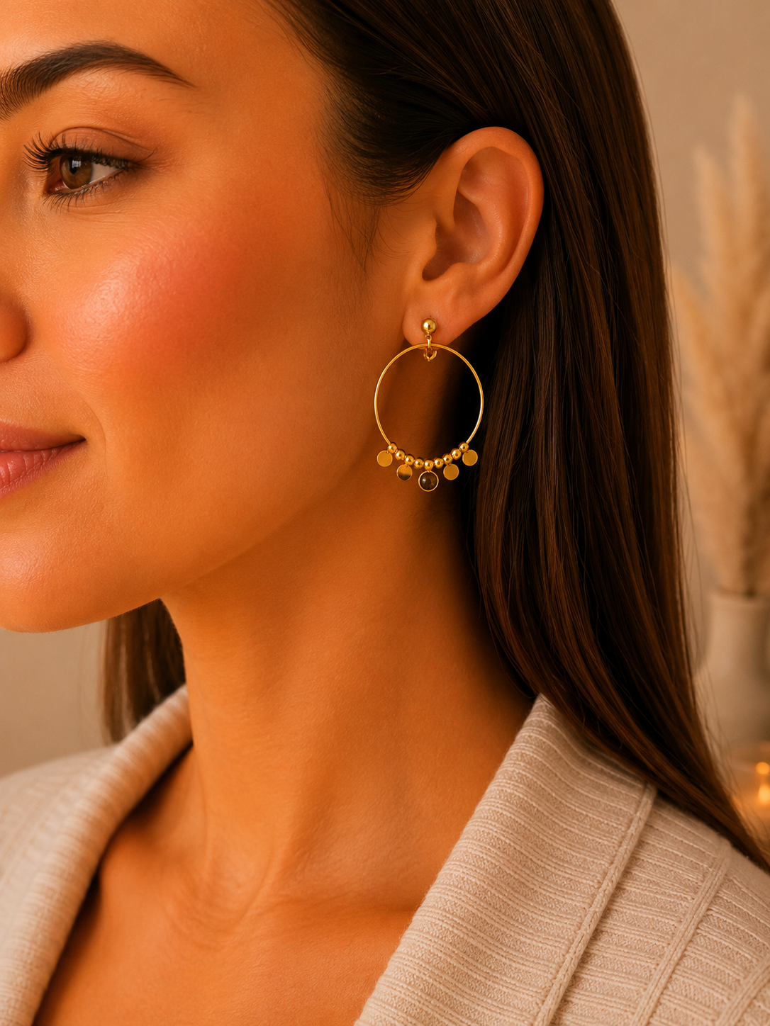 Oorbellen – Gouden Hoops met Bedeltjes