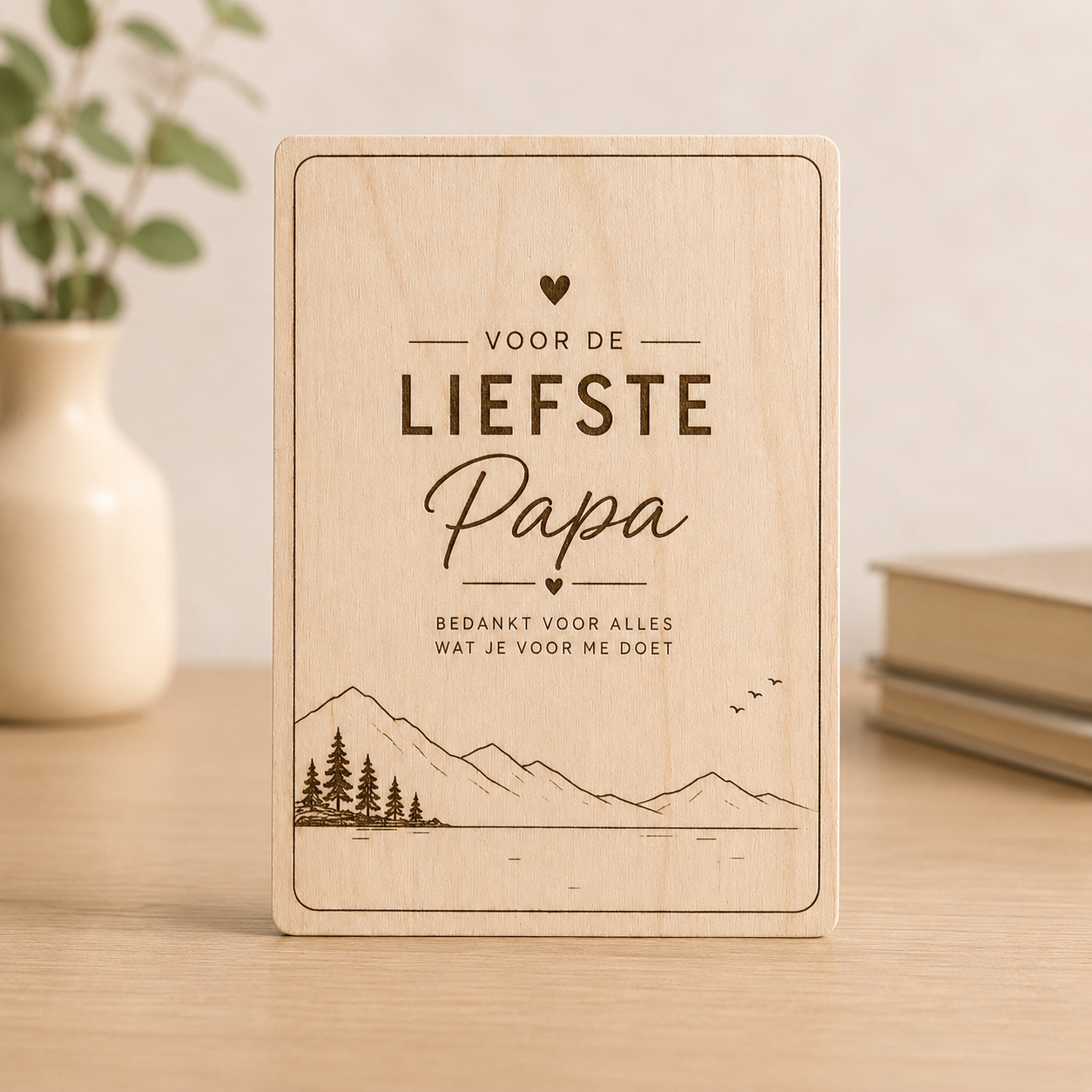 Liefste Papa – Houten Wenskaart 💙